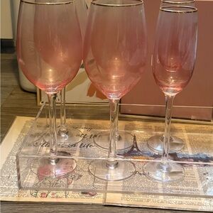 Elegant Pink Wine Glass Set